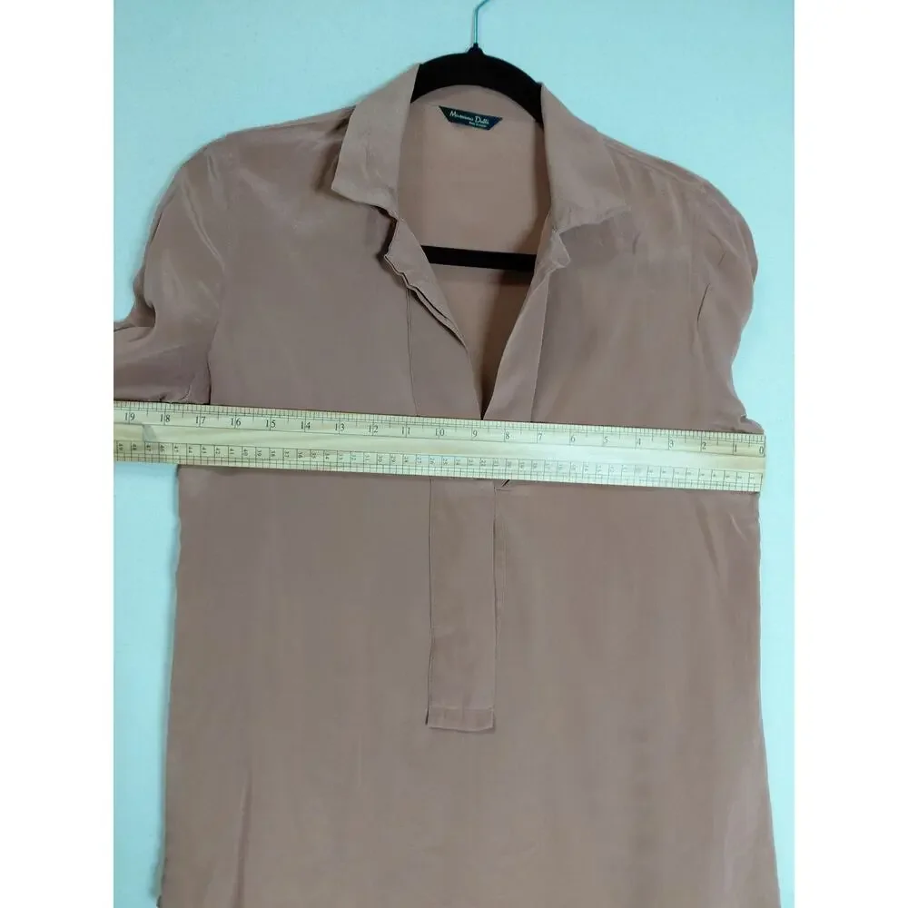 Massimo Dutti 100% Silk V-Neck Lightweight Breathable Blouse Women Size 4 - Picture 7 of 10